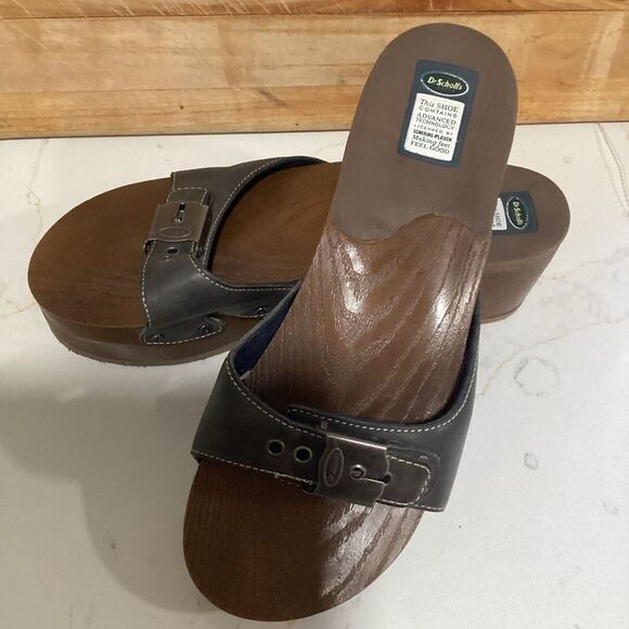 NEW Dr. Scholl’s Original Max Wedge Slip On Sandals Sz 8 Gray - Picture 1 of 6